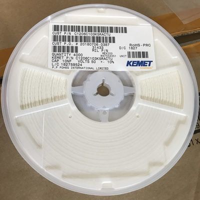 C1206C103K5RACTU MLCC 10nF Capacitor ±10% Tolerance 50V Voltage Stable X7R Dielectric 1206 Size Wide -55°C to +125°C Range RoHS Compliant Tape & Reel for Automated PCB Assembly