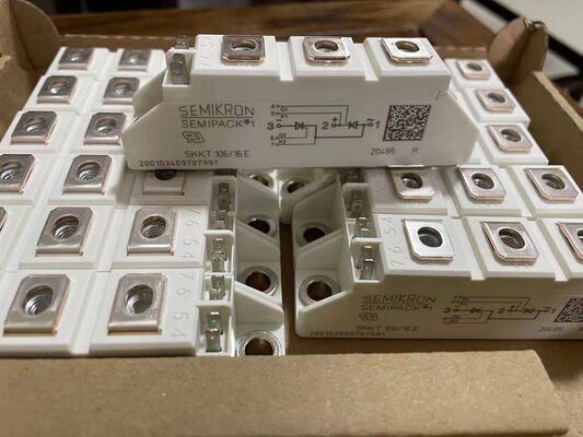 SKKT106/16E 1600V 106A Dual Thyristor Module Low VF 1.35V 2.4kA Surge AlN Contatti di pressione di base in ceramica SEMIPACK1 Isolato UL Certificato per motorini e motori a partenza morbida