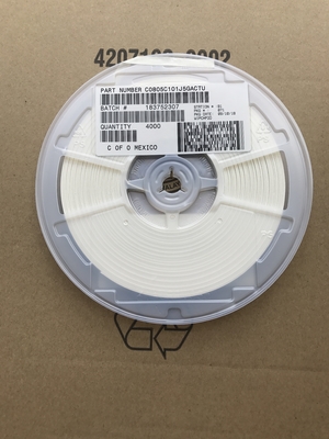 C0805C101J5GACTU 100pF 50V C0G/NP0 0805 Condensatore ceramico ±5% Tolleranza Stabilità ad alta frequenza ESR ultra-basso Valore Q elevato e confezionamento a nastro e bobina per circuiti di precisione