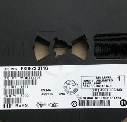 ESD5Z3.3T1G 3.3V Clamping SOD-523 Package <1pF Capacità bidirezionale IEC 61000-4-2 Livello 4 (30kV), Protezione ESD Difesa della linea di dati ad alta velocità Ideale per l'elettronica portatile