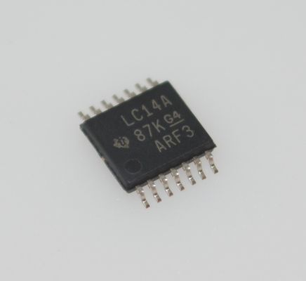 SN74LVC14APWR Inverter a 6 canali Schmitt-Trigger con VCC ampia da 1.65-5.5V, tp max 10ns, 0.5μA Low ICC, uscita drive ±24mA, protezione ESD HBM, package TSSOP-14 e valutazione da -40°C a +125°C