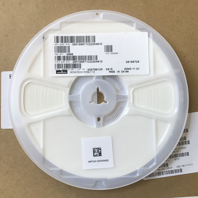 GRM188R71C222KA01D 2.2nF MLCC Valore nominale 16V Dielettrico X7R Case 0603 Tolleranza 10% Prestazioni stabili ad alta frequenza Ideale per circuiti di filtraggio e risonanza