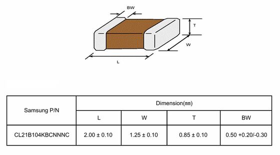 Compatto 1206 X7R MLCC 0.1μF Capacità 50V Alta tensione nominale Temperatura stabile Prestazioni basse ESR/ESL Dimensioni in miniatura Alta affidabilità Ideale per filtraggio delle linee elettriche e disaggregazione industriale