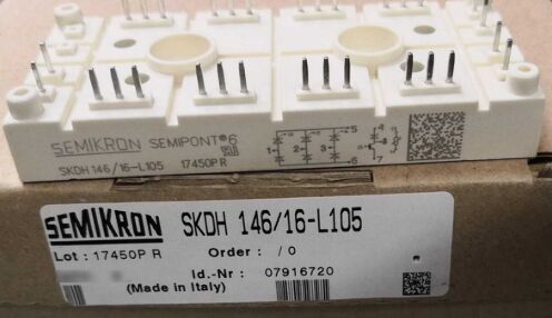 SKDH116/16-L105 1600V 116A Modulo IGBT Ponte Trifase Boost Chopper Integrato NTC Alta Corrente di Sovratensione 950A Pacchetto SEMIPONT6 Pin a Pressione Certificato UL per UPS e Azionamenti
