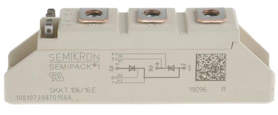 SKKT106/16E 1600V 106A Dual Thyristor Module Low VF 1.35V 2.4kA Surge AlN Contatti di pressione di base in ceramica SEMIPACK1 Isolato UL Certificato per motorini e motori a partenza morbida
