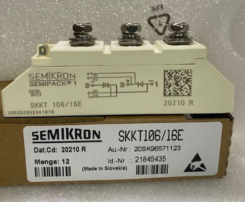 SKKT106/16E 1600V 106A Dual Thyristor Module Low VF 1.35V 2.4kA Surge AlN Contatti di pressione di base in ceramica SEMIPACK1 Isolato UL Certificato per motorini e motori a partenza morbida
