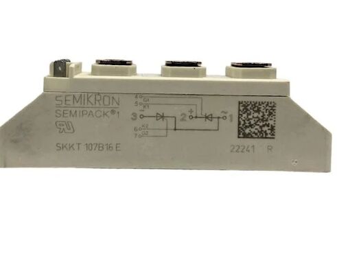 SKKT107B16E 1600V 107A Modulo Tiristore Doppio Bassa VF 1.35V Sovratensione 2.4kA Contatti a Pressione Base Ceramica AlN SEMIPACK1 Isolato Certificato UL per Soft Starter e Azionamenti