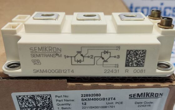 SKM400GB12T4 1200V 400A Modulo IGBT Dual TRENCHSTOP™ IGBT4 Bassa VCE(sat) 1.75V 10μs Capacità SC Diodo CAL Basse Perdite di Commutazione SEMITRANS3 Certificato UL per Azionamenti ad Alta Potenza