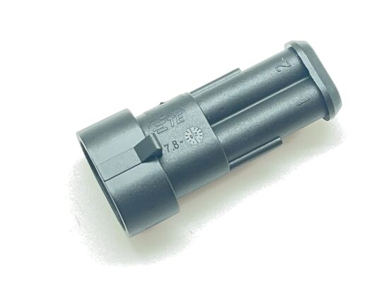 282104-1 Connettore maschio a 2 posizioni, passo 5,0 mm, per cavo-scheda, montaggio verticale a foro passante, schermato, blocco a frizione, polarizzato, UL 94V-0 per alimentatori e controlli industriali