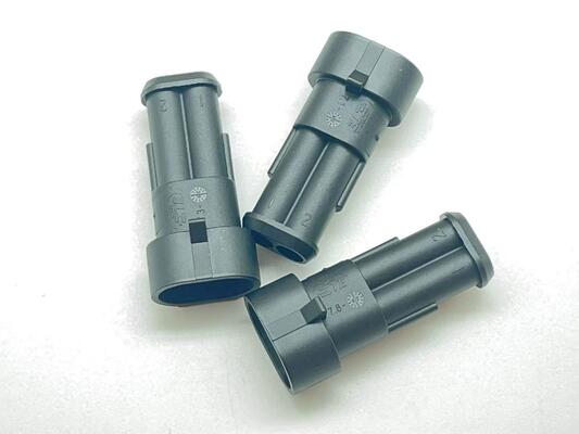 282104-1 Connettore maschio a 2 posizioni, passo 5,0 mm, per cavo-scheda, montaggio verticale a foro passante, schermato, blocco a frizione, polarizzato, UL 94V-0 per alimentatori e controlli industriali