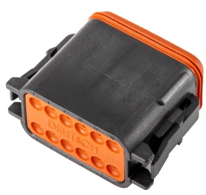 DT06-12SB 12 Posizione 4.19mm Pitch Connector Automotive Receptacle nero Cassa di crimp Wedgelock Chiusura integrata Chiusura IP68 sigillata 13A Rating per i cablaggi ambientali difficili